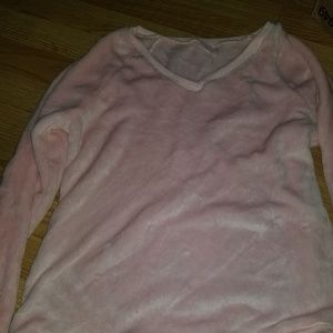 Soft microplush blush sweater.
